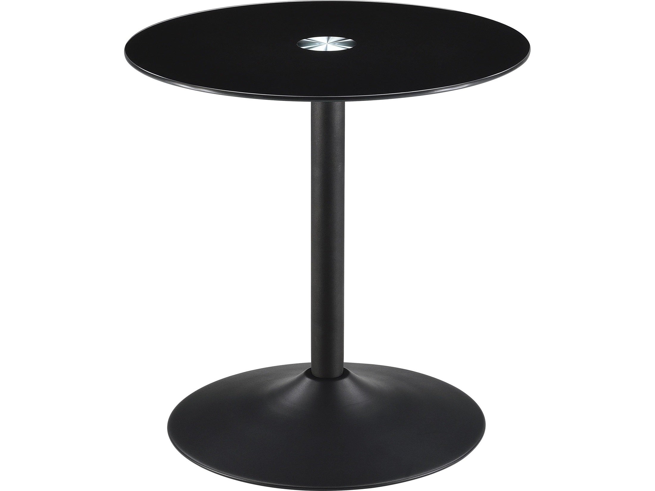 Ganso Round Metal End Table With Tempered Glass Top Black