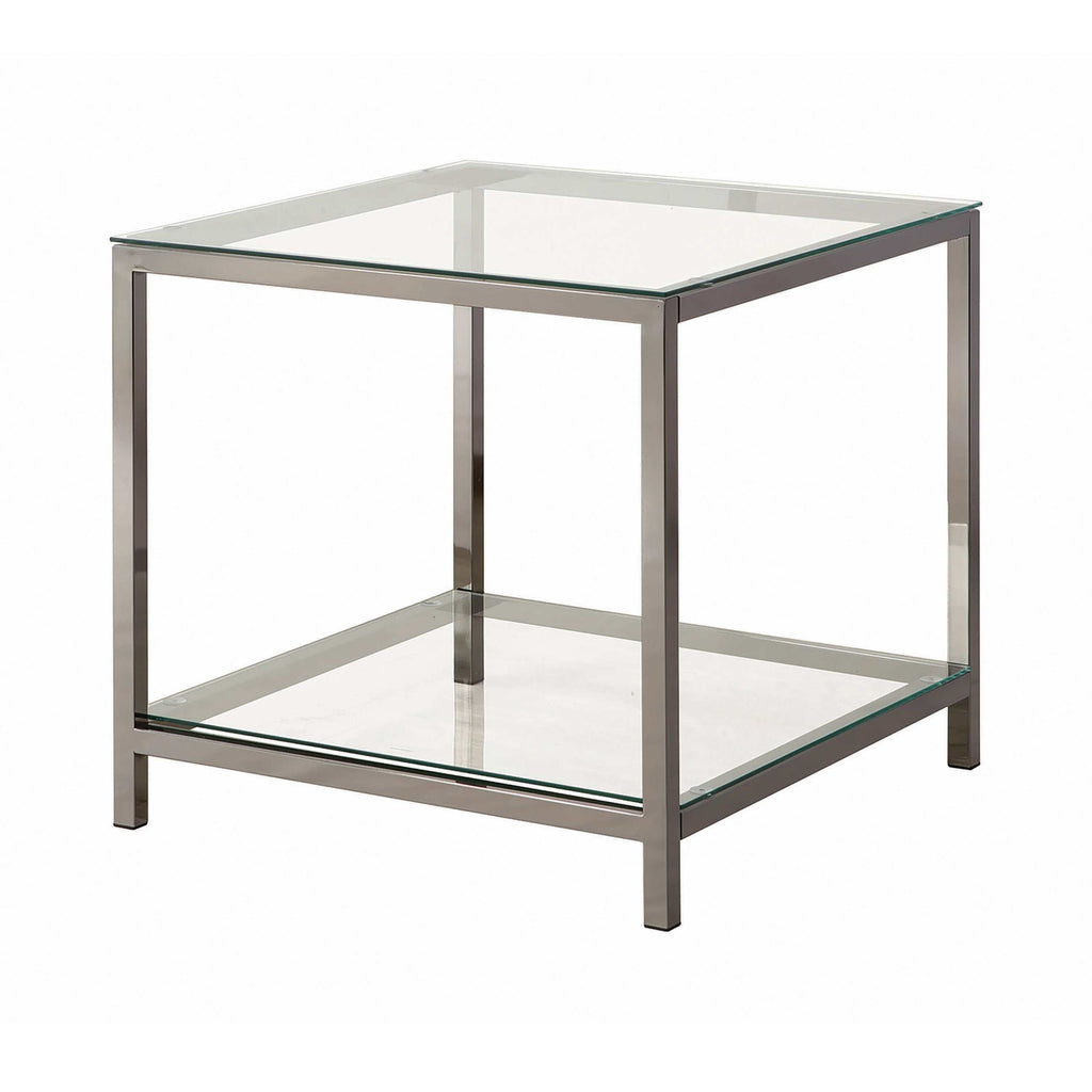 Trini 1-shelf Glass Top Side End Table Black Nickel