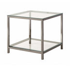 Trini 1-shelf Glass Top Side End Table Black Nickel