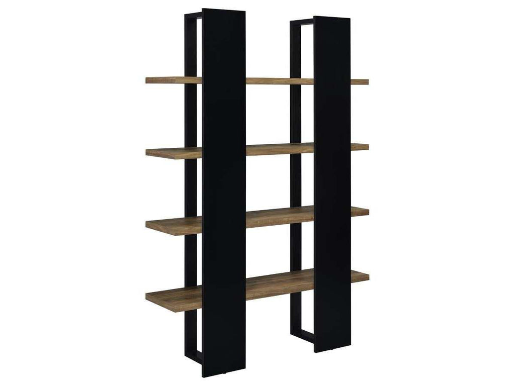 Danbrook 71-inch 4-shelf Bookshelf Black and Aged Walnut