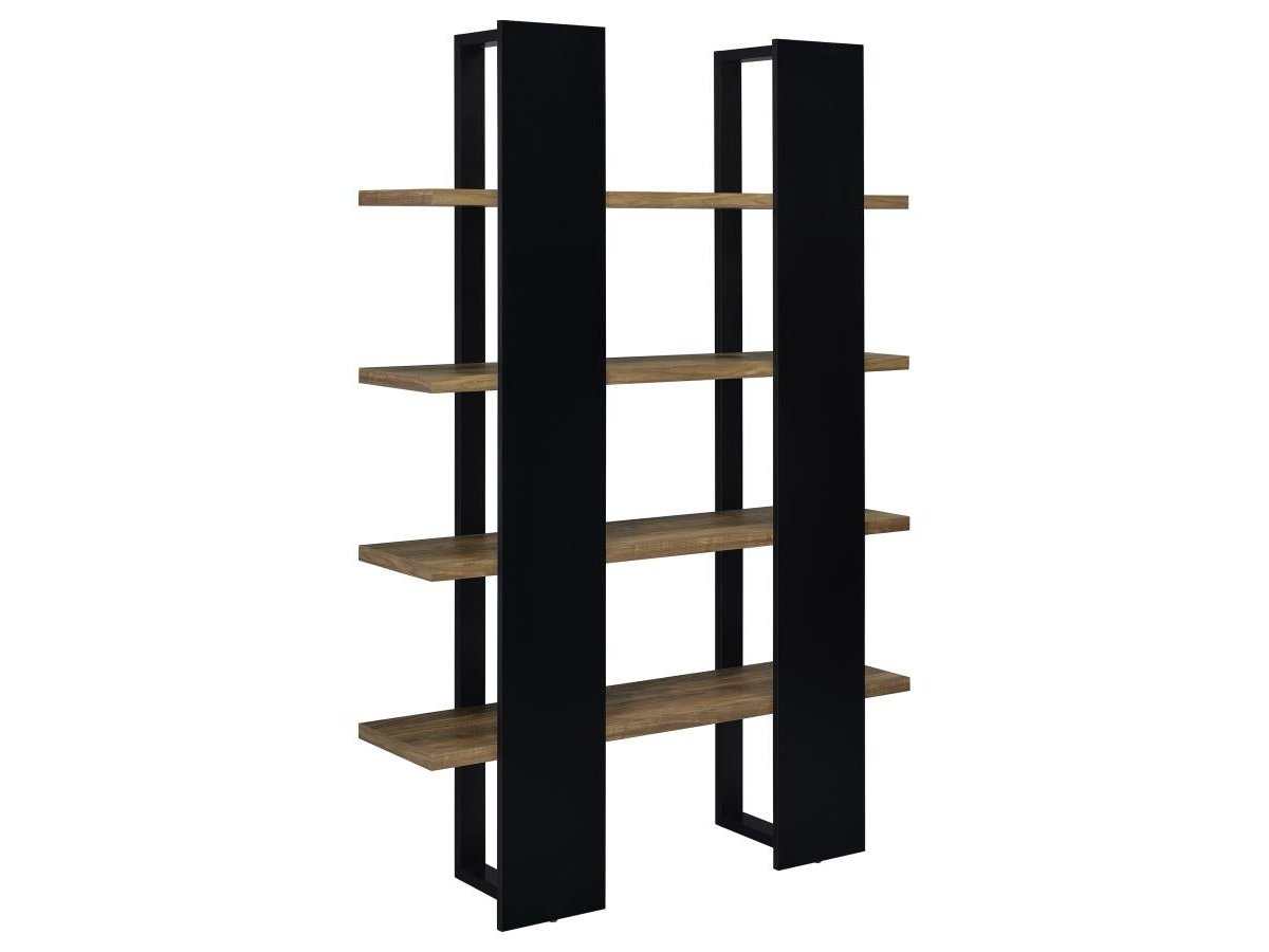 Danbrook 71-inch 4-shelf Bookshelf Black and Aged Walnut