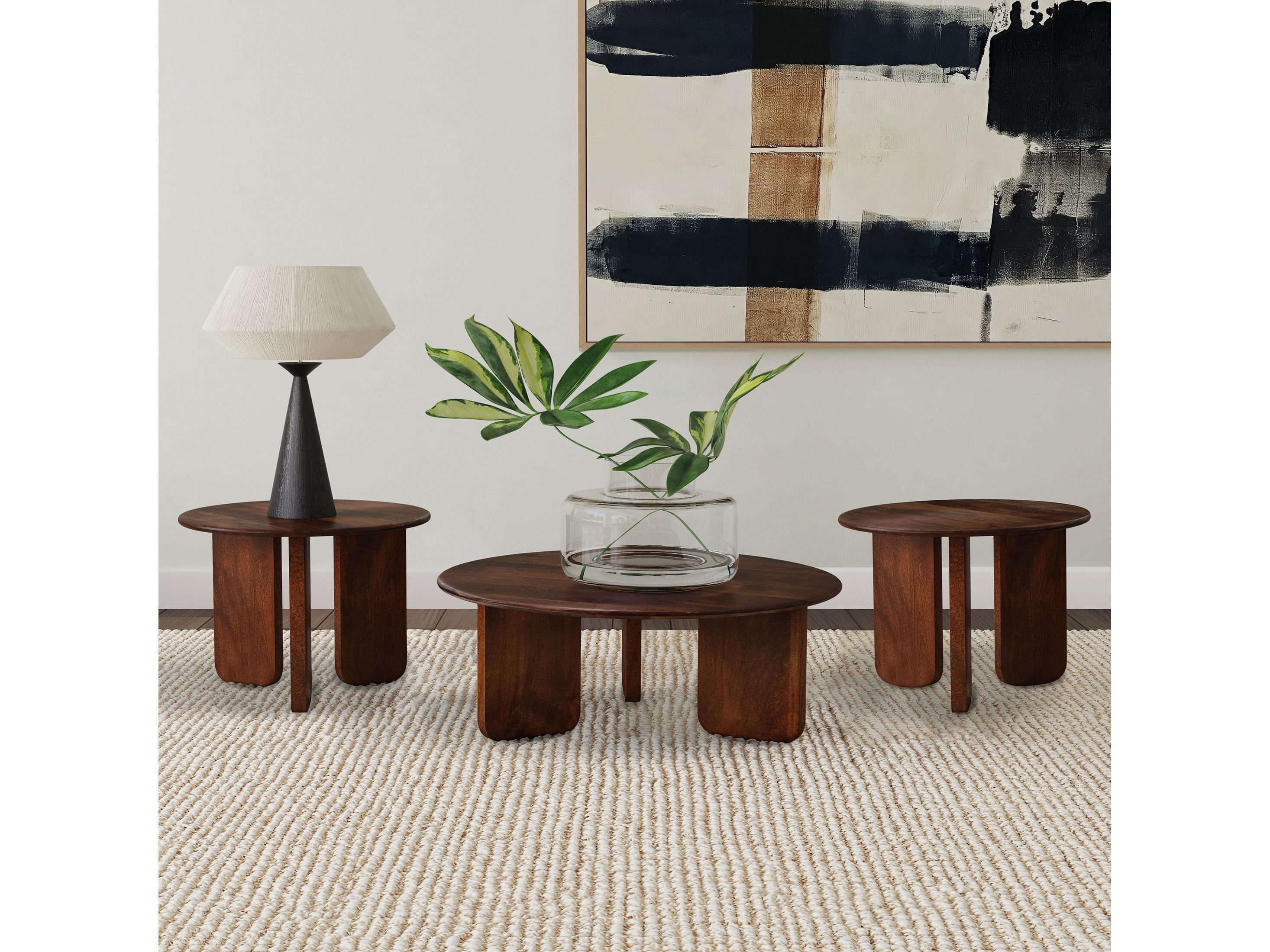 Dale Round Solid Mango Wood Coffee Table Brown
