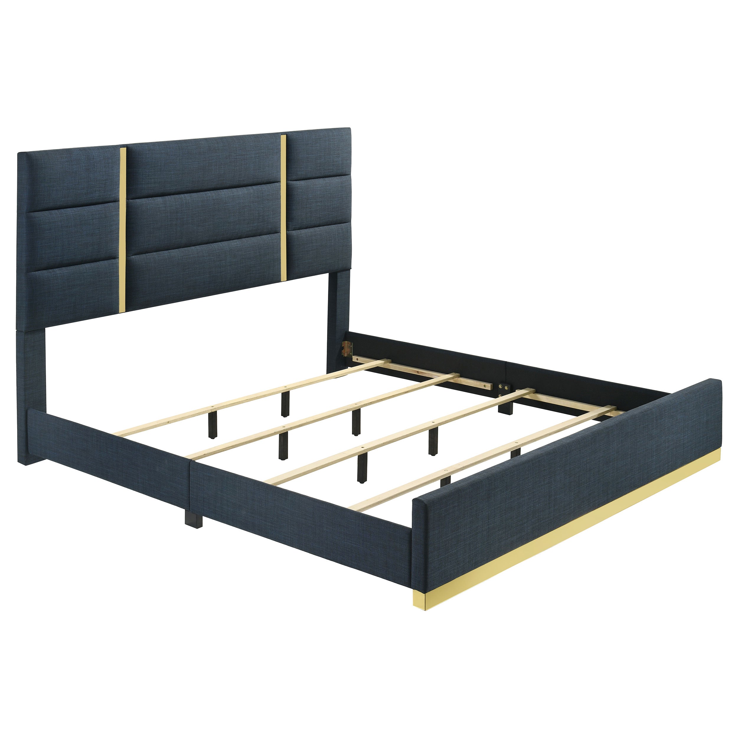 Ines 56-inch Fabric Upholstered Eastern King Panel Bed Grey