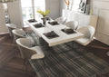 ESF Furniture -  Wave Dining Table 7 Piece Dining Room Set w/2-ext in White - WAVETABLEWHITE-7SET