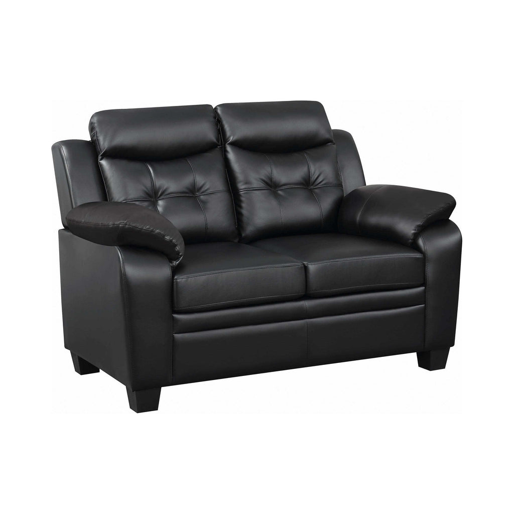 Finley 2-piece Upholstered Padded Arm Tufted Sofa Set Black