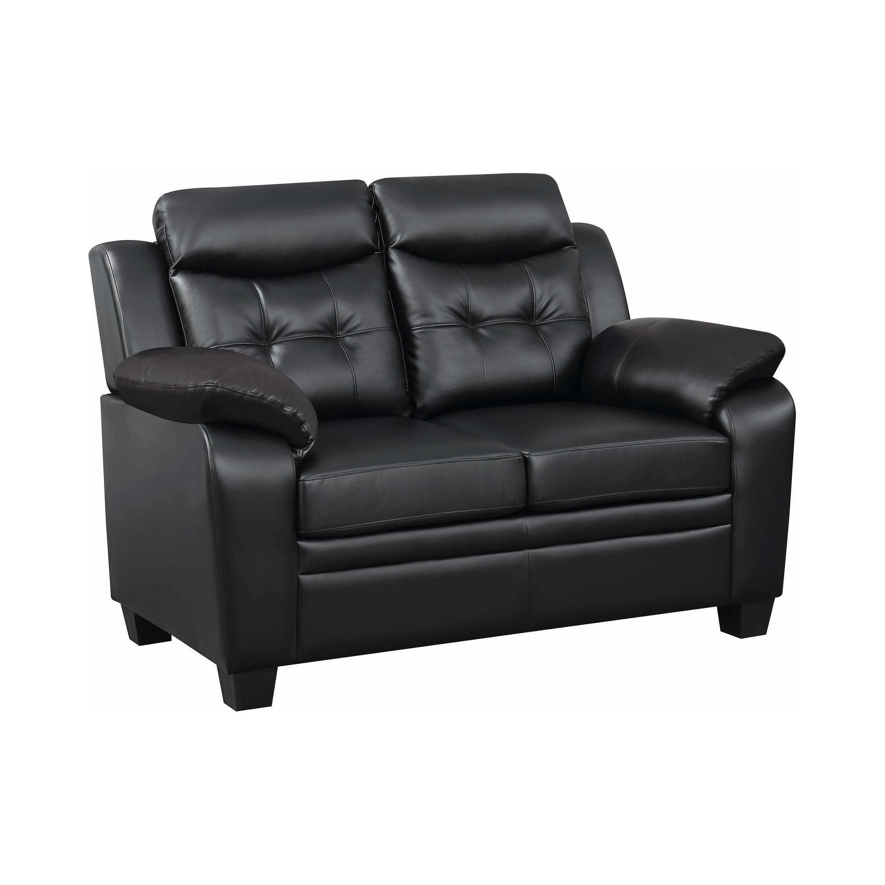 Finley 2-piece Upholstered Padded Arm Tufted Sofa Set Black