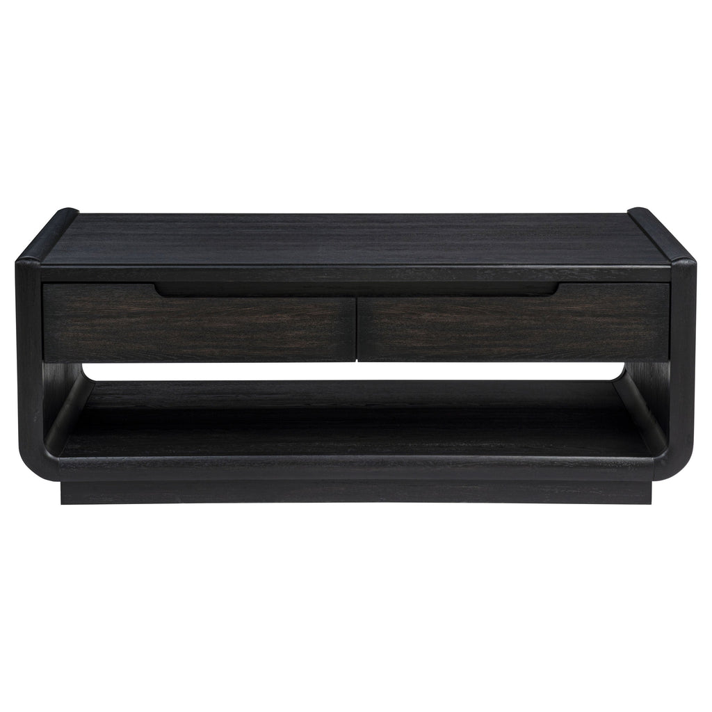 Leandro 2-drawer Wood Cocktail Coffee Table Burnished Black
