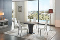 ESF Furniture - 2417 Marble Dining Table Grey Taupe with 3405 Chairs White 5 Piece Dining Room Set - 2417TABLEWHITE-3405-5SET