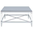 Lindley Square Tempered Mirror Acrylic Coffee Table Chrome