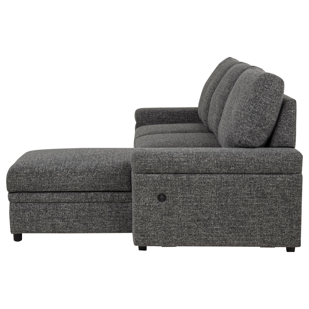 Demko Sleeper Sectional Sofa with Speaker and Storage Chaise Granite