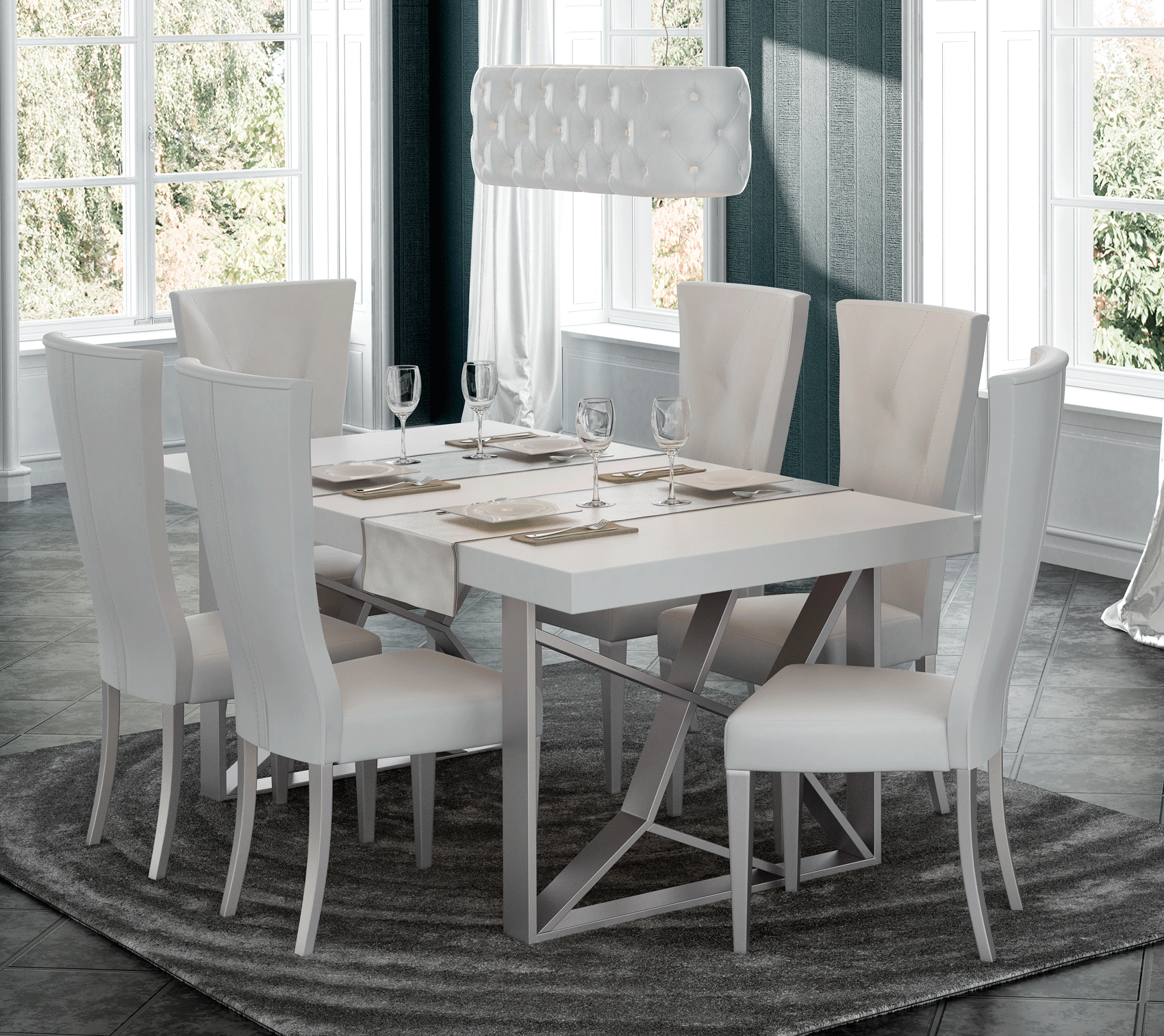 ESF Furniture - KIU Dining Table 12 Piece Dining Room Set - KIUDININGTABLE-12SET