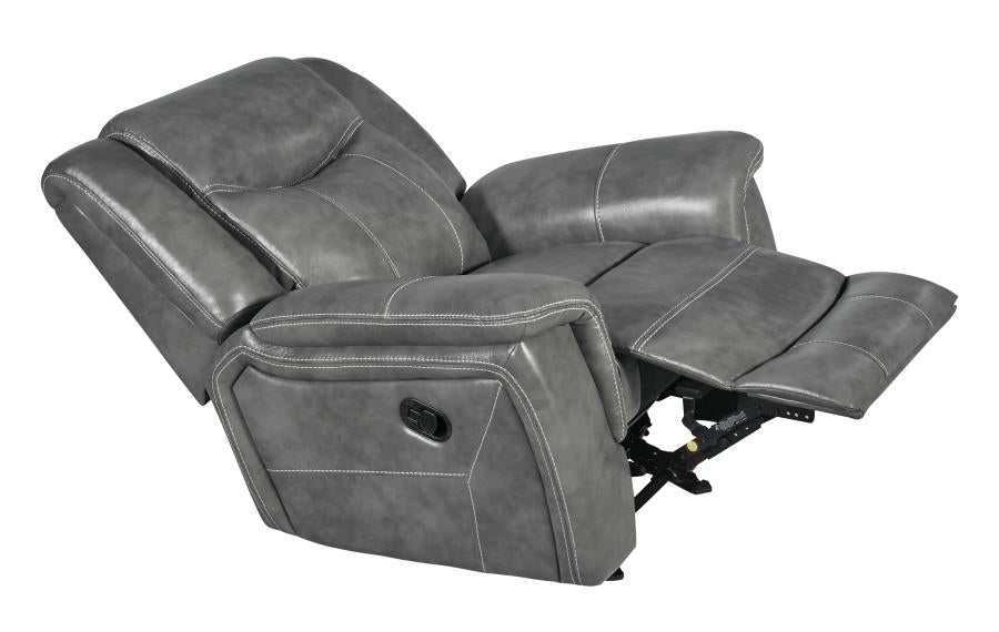 Conrad 3-piece Upholstered Padded Arm Motion Sofa Set Grey