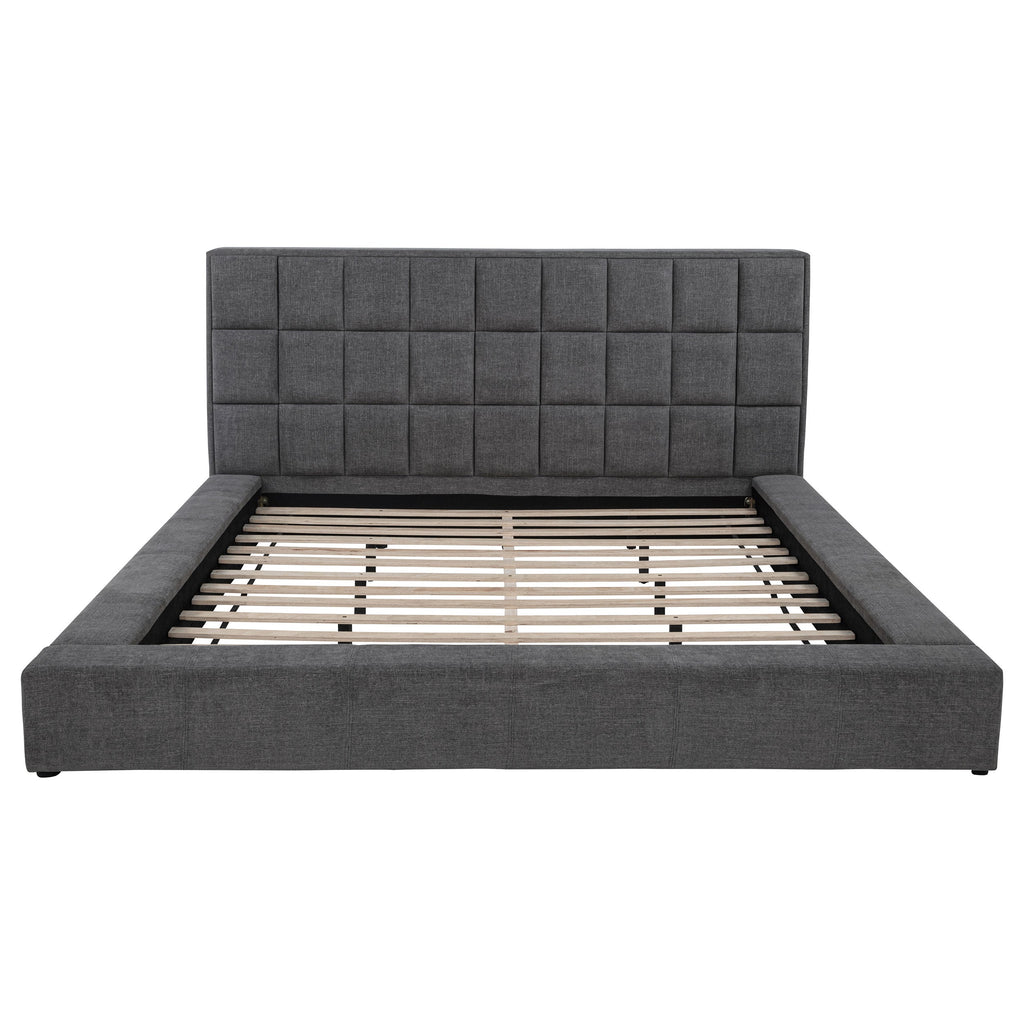 Dreux Upholstered Eastern King Panel Platform Bed Cream