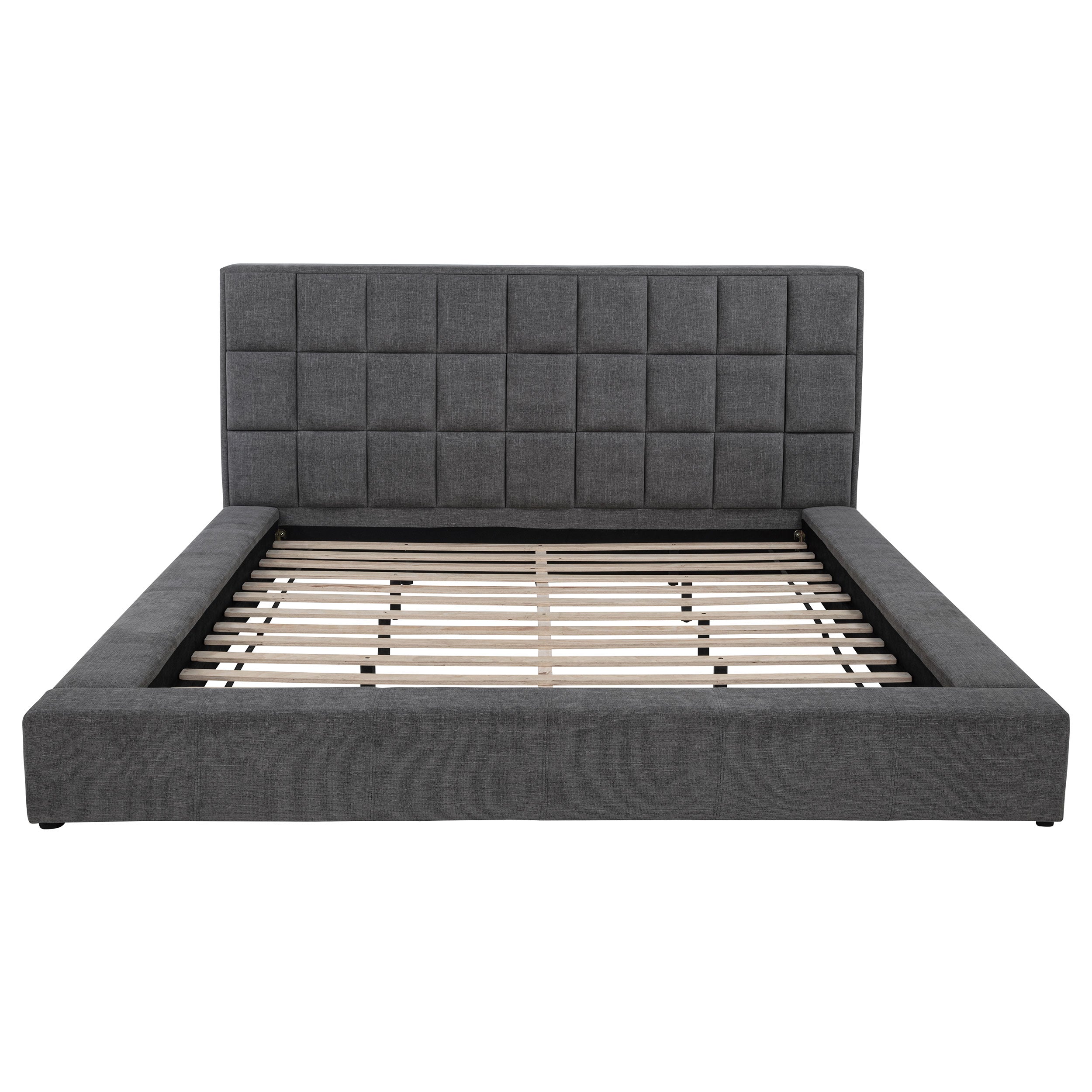 Dreux Upholstered Eastern King Panel Platform Bed Cream