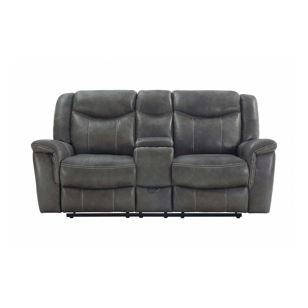 Conrad Upholstered Padded Arm Glider Loveseat Grey