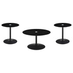 Ganso Round Metal Coffee Table With Tempered Glass Top Black