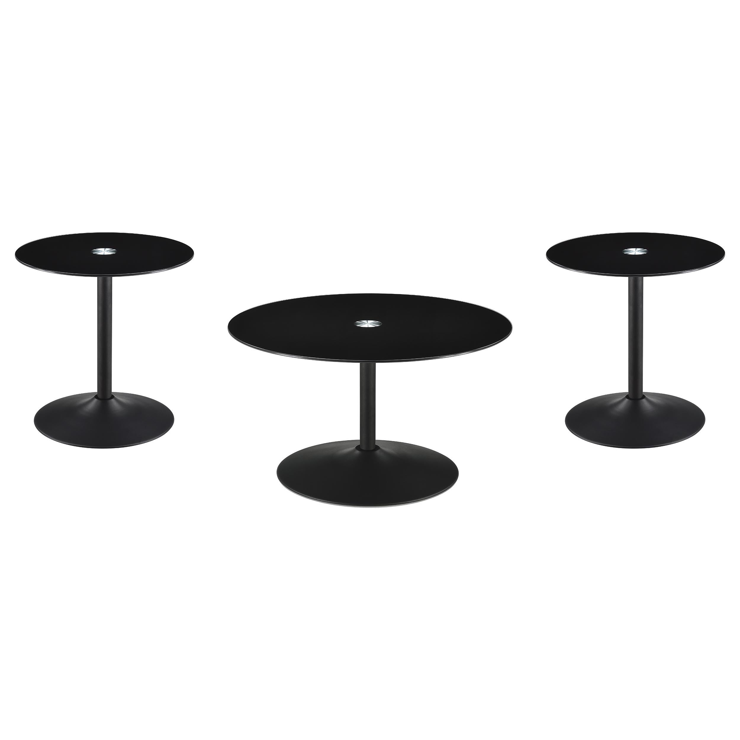 Ganso Round Metal Coffee Table With Tempered Glass Top Black