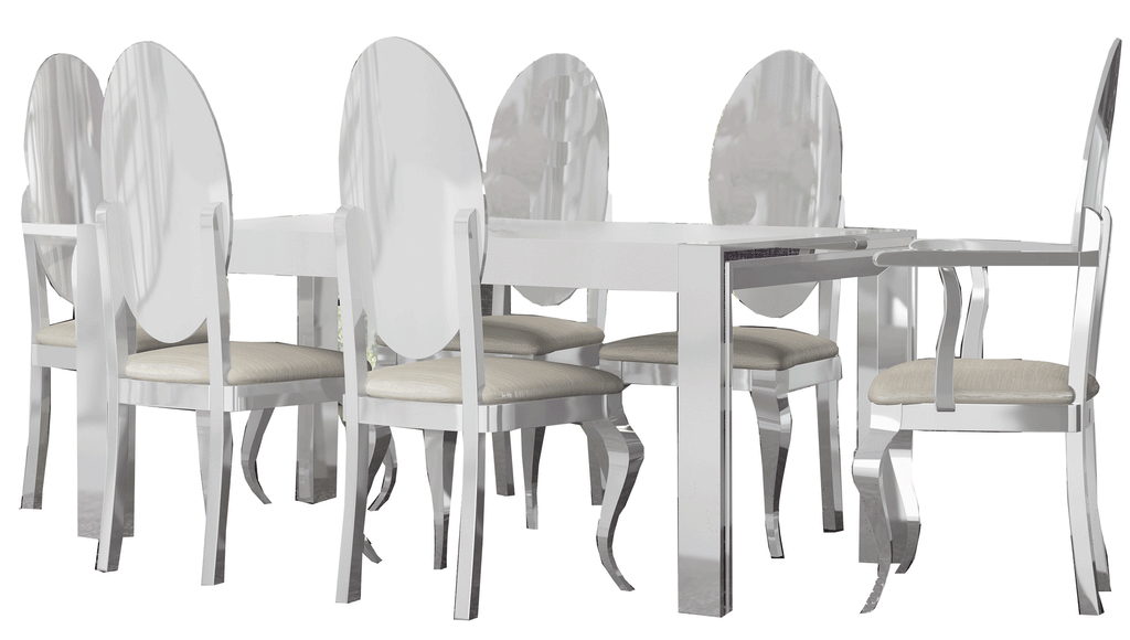 ESF Furniture - Carmen Dining Table 5 Piece Dining Room Set in White - CARMENTABLEWHITE-5SET