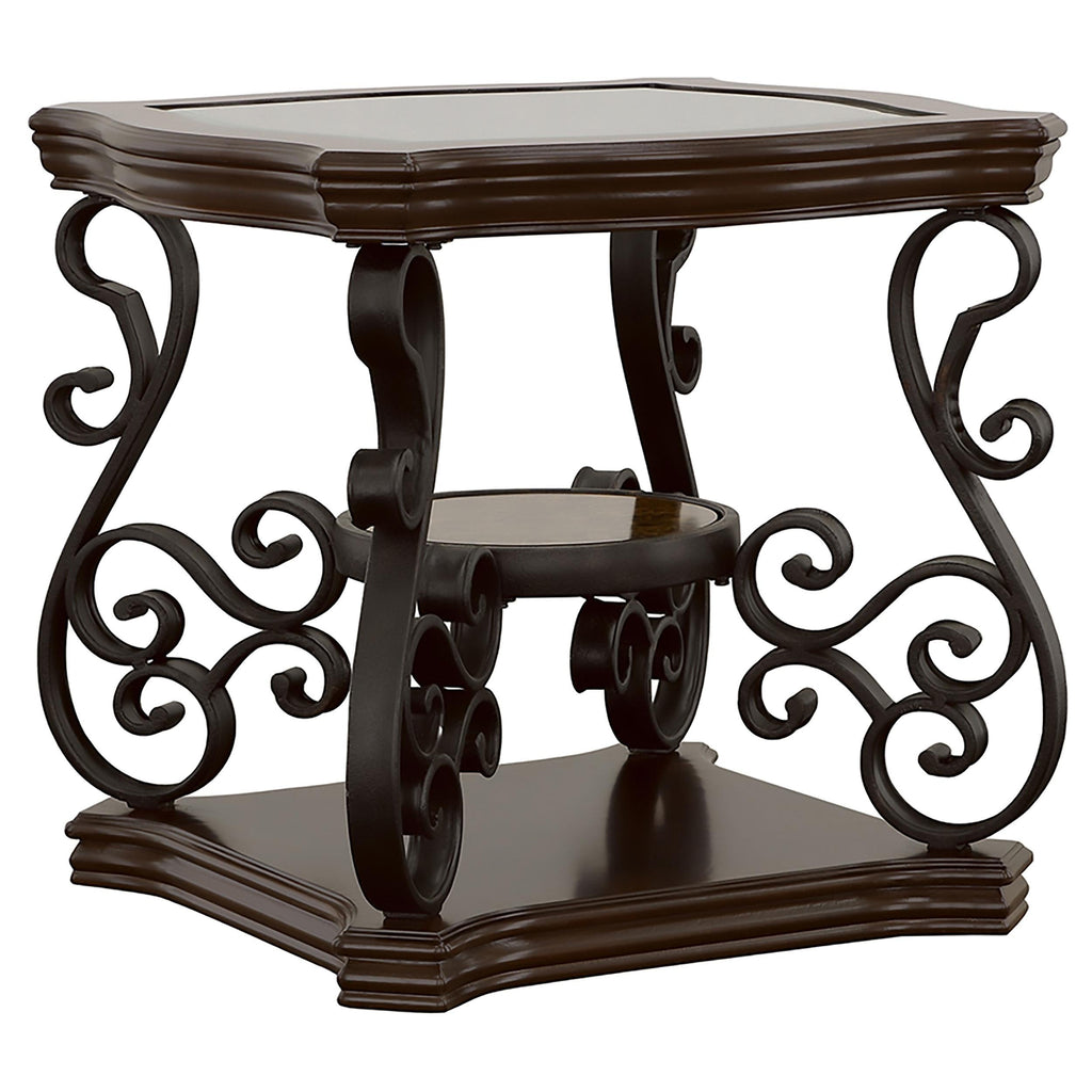 Laney 1-shelf Glass Top Rectangular Coffee Table Deep Merlot