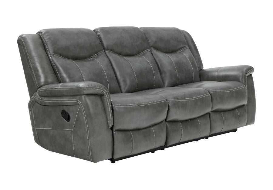 Conrad 3-piece Upholstered Padded Arm Motion Sofa Set Grey