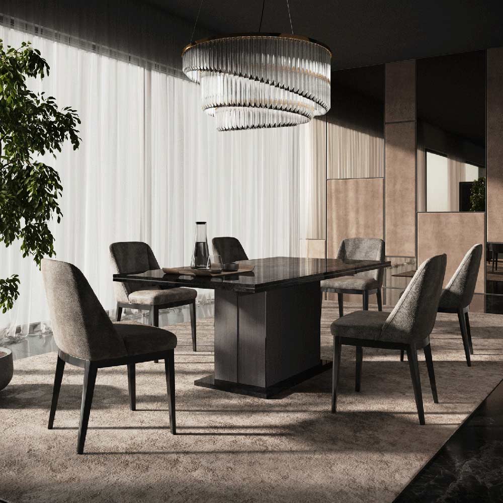 ESF Furniture - Aris Dining table w/17.7" Extension in Onyx - ARISTABLE