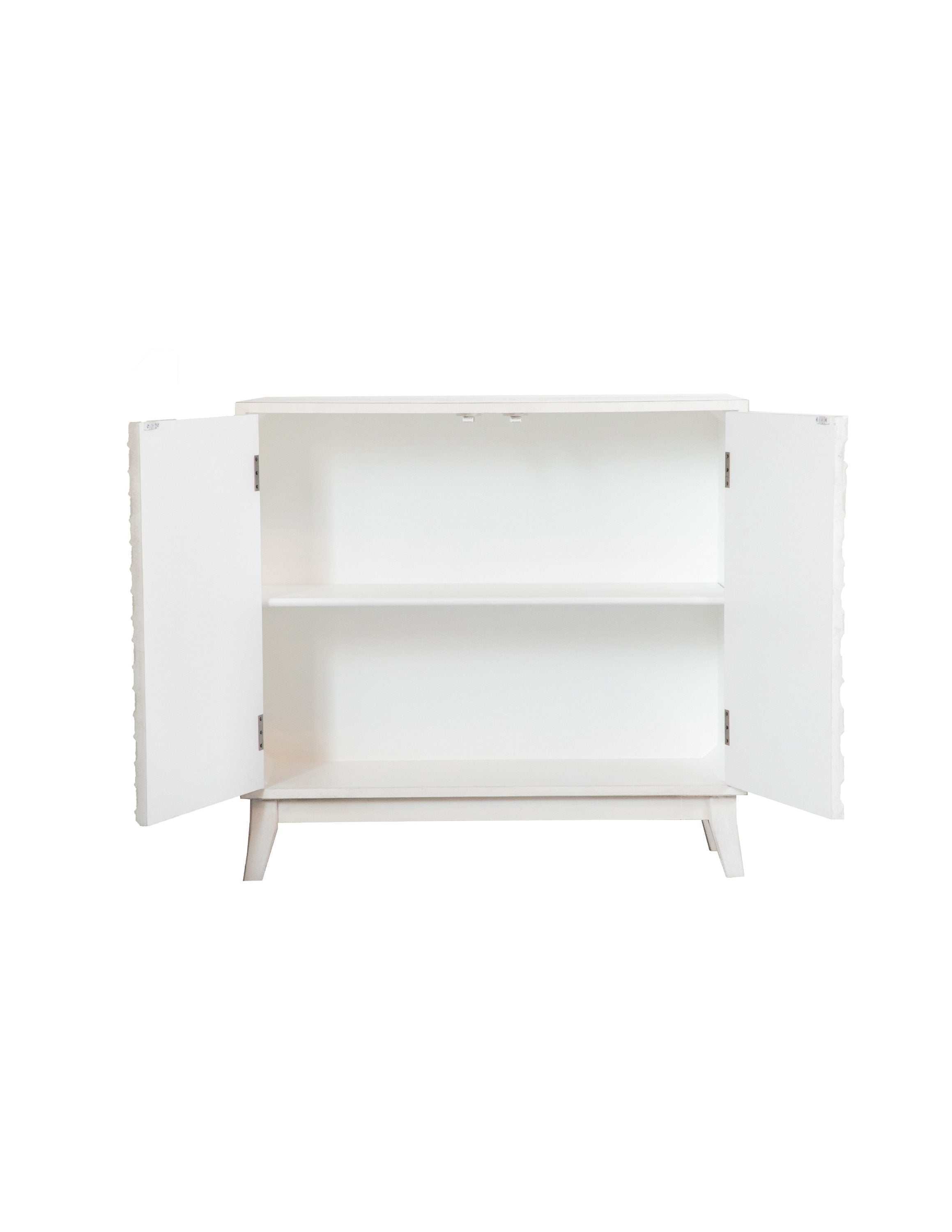 Gambon 2-door Wood Honeycomb Pattern Accent Cabinet White
