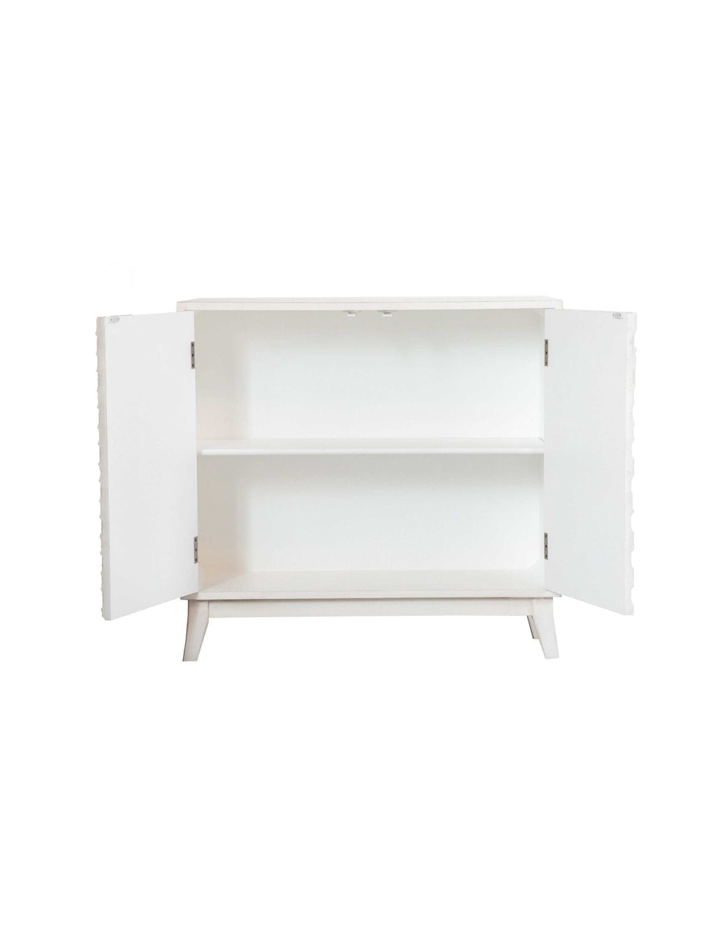 Gambon 2-door Wood Honeycomb Pattern Accent Cabinet White