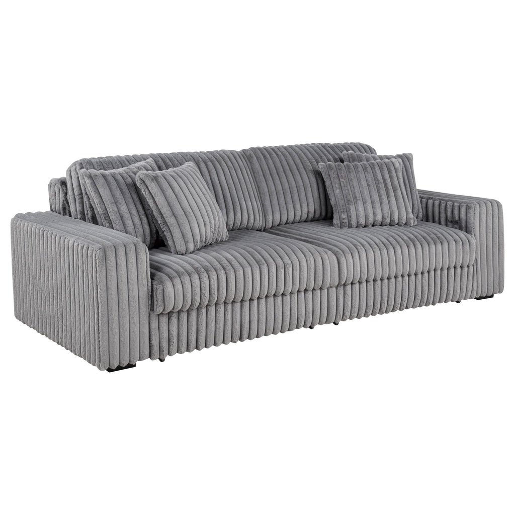 Jacana Corduroy Upholstered Dual Power Chaise Sofa Ivory