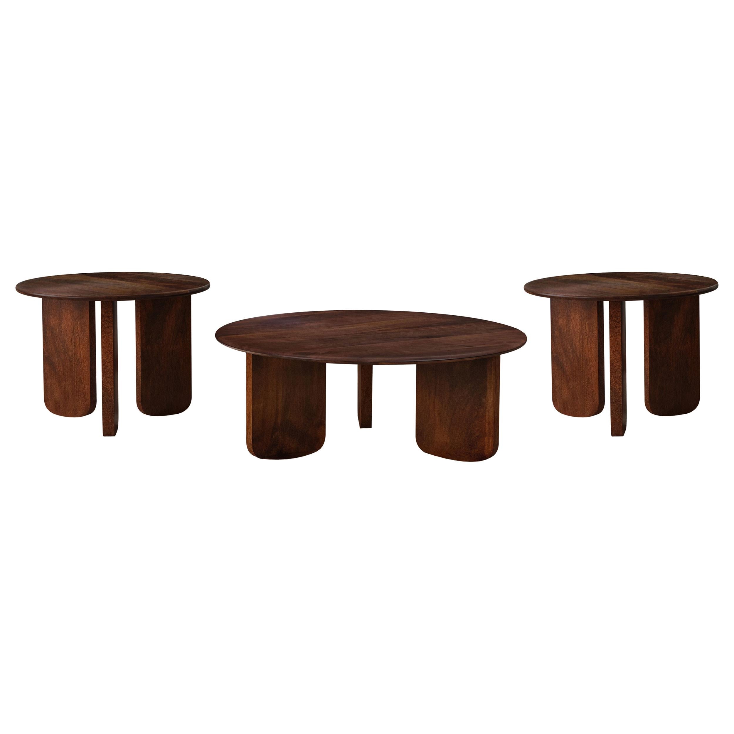 Dale Round Solid Mango Wood Coffee Table Brown
