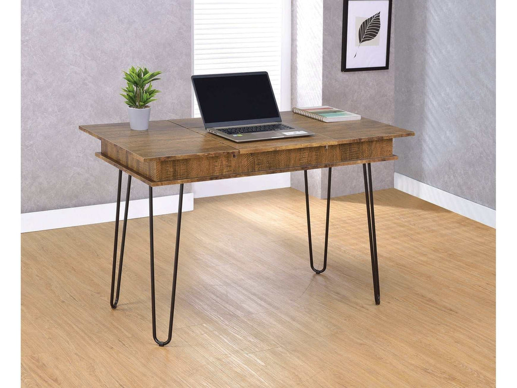 Sheeran 47-inch Writing Desk with Storage Rustic Amber