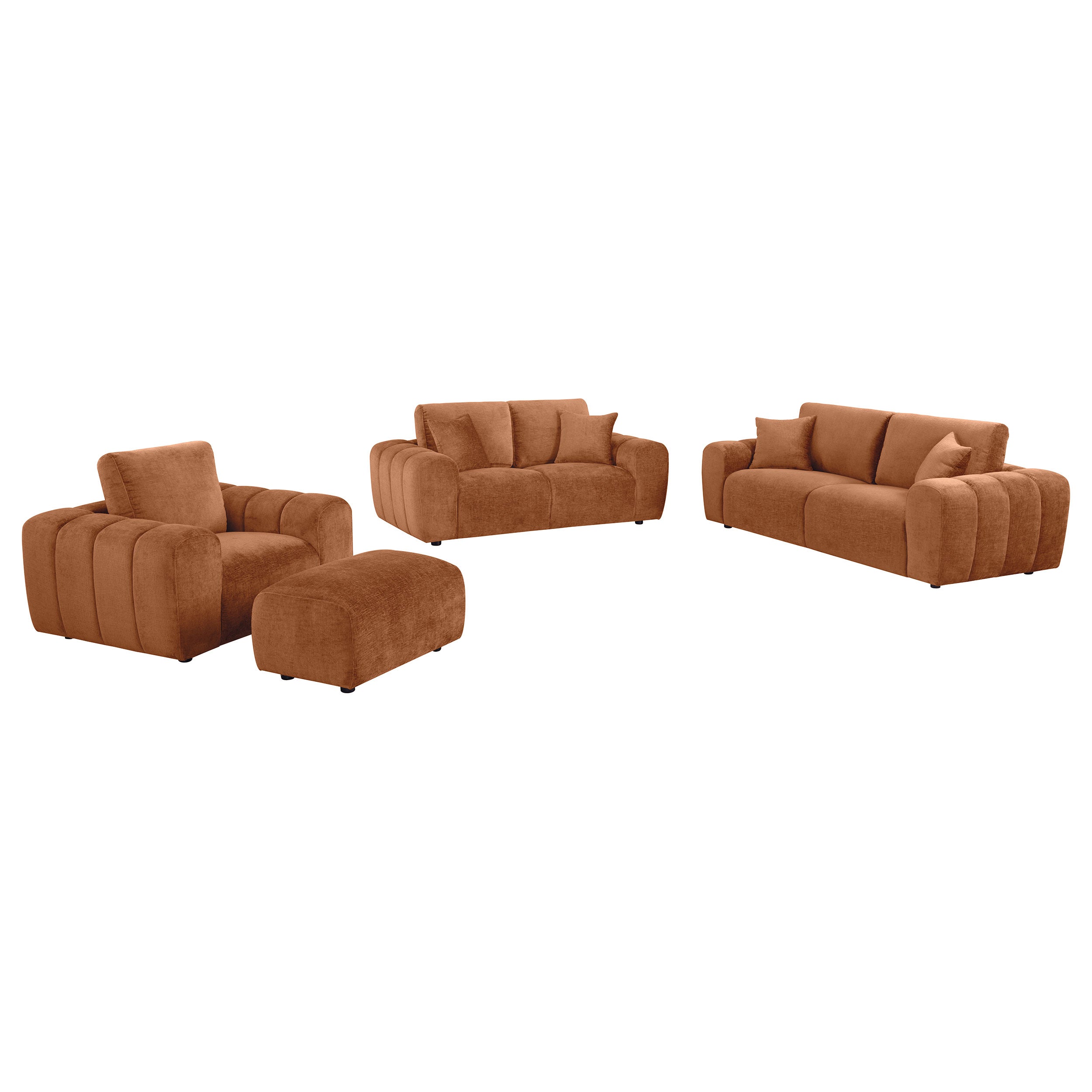 Burnett 2-piece Chenille Upholstered Sofa Set Burnt Orange