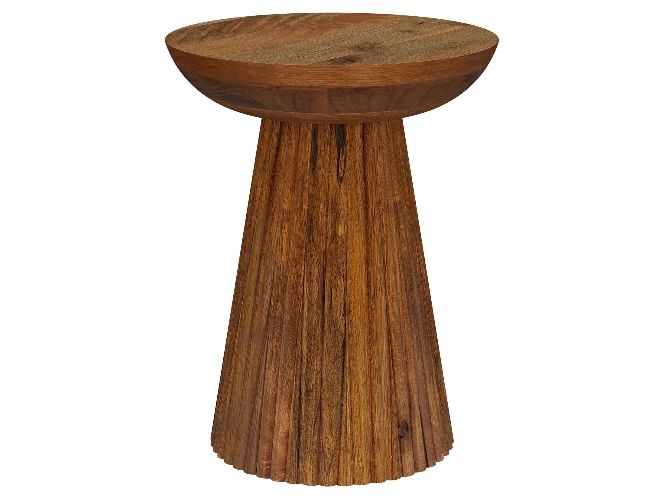 Aureo Round Solid Wood Accent Side Table Wild Honey