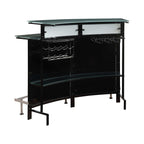 Keystone Curved Glass Top Home Bar Wine Cabinet Black