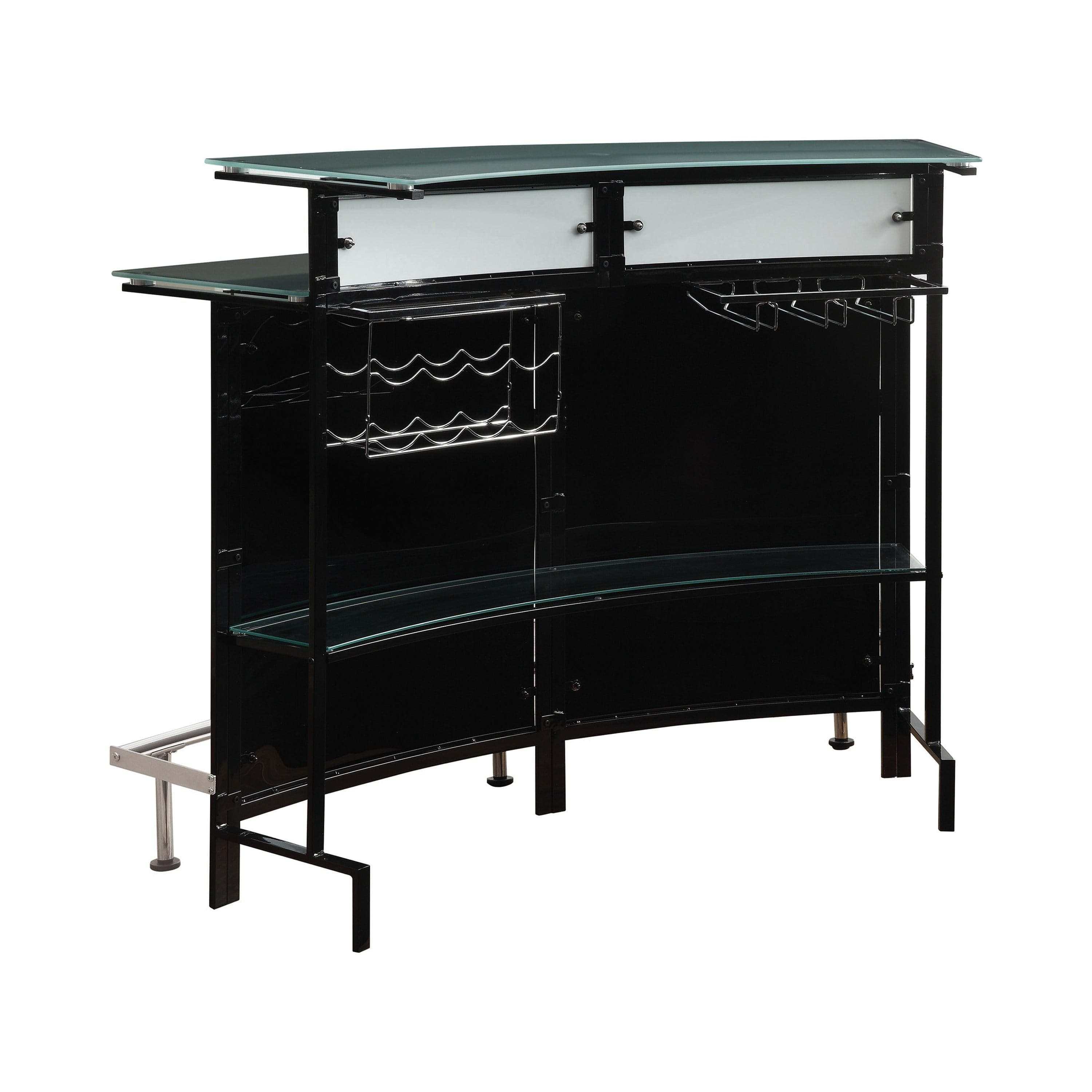 Keystone Curved Glass Top Home Bar Wine Cabinet Black
