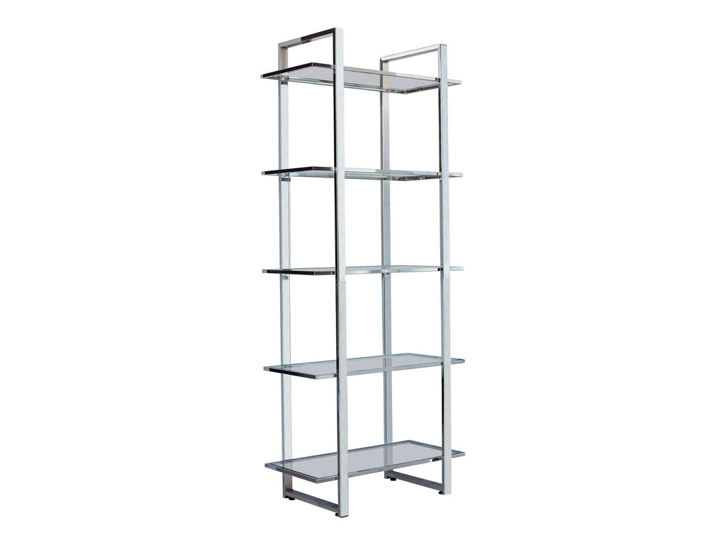 Hartford 79-inch 5-shelf Glass Bookshelf Chrome