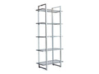 Hartford 79-inch 5-shelf Glass Bookshelf Chrome