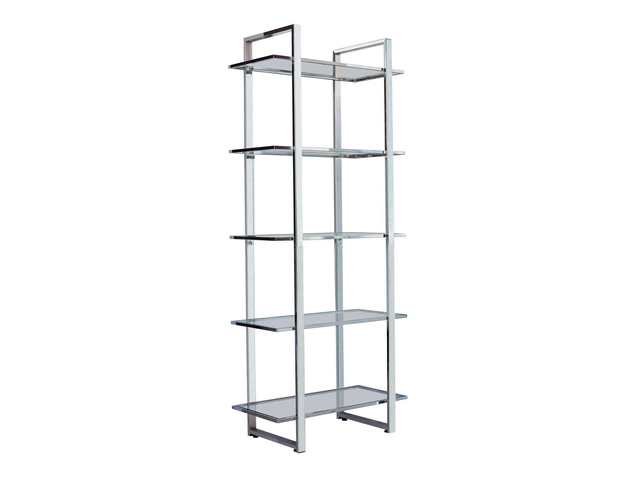 Hartford 79-inch 5-shelf Glass Bookshelf Chrome