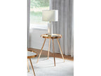 Kaelyn Round Mirror Top End Side Table Gold