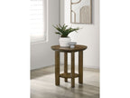 Ottowa 22-Inch Round Wood Side End Table with Shelf Brown