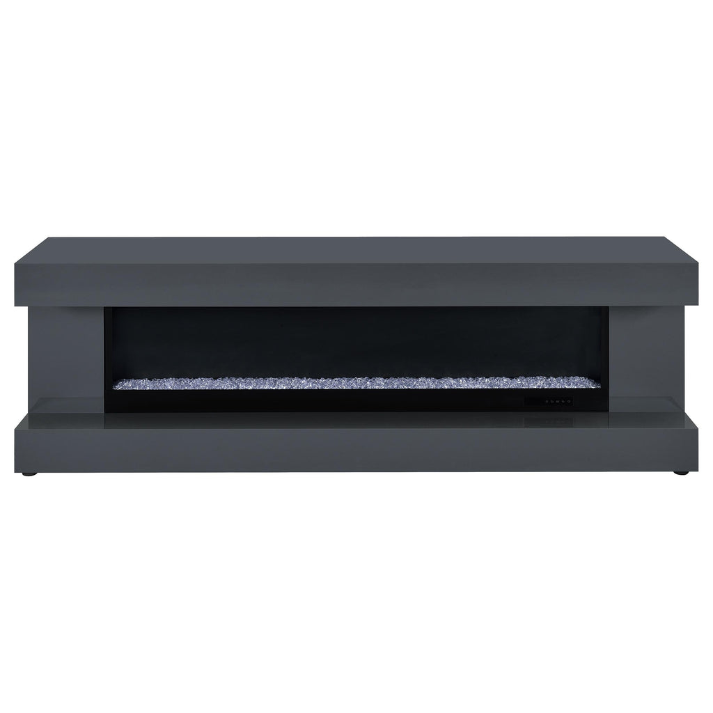 Mallory TV Stand Fireplace Console Bluetooth Speaker Black High Gloss