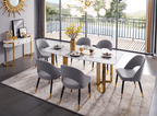 ESF Furniture - 131 Silver Marble 3 Piece Dining Room Set w-1ext in Silver - 131DININGTABLESS-3SET