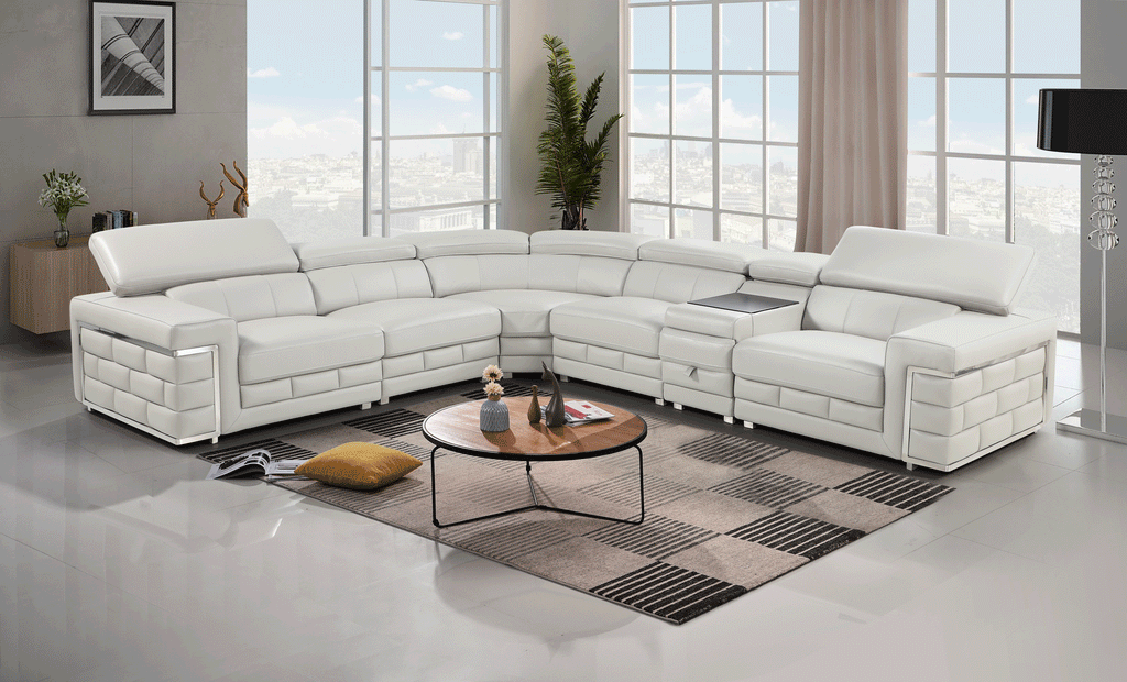 ESF Furniture - 2787 Sectional w/ recliners in Light Grey - 2787SECTIONAL