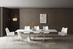 ESF Furniture - 9087 Dining Table 7 Piece Dining Room Set in White - 9087TABLEWHITE-7SET