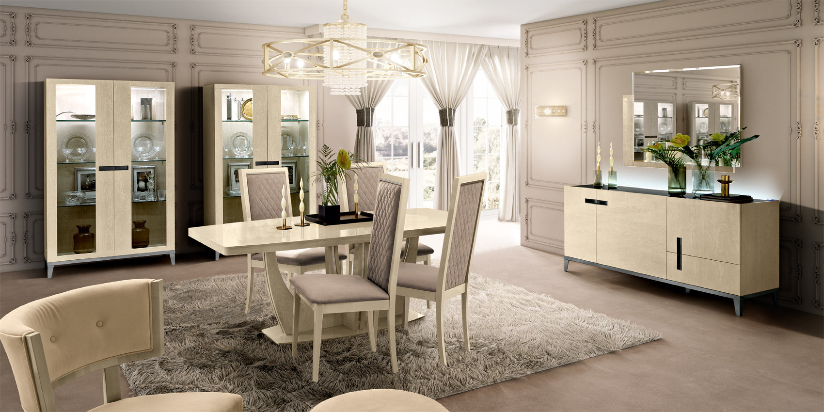 ESF Furniture - Ambra 10 Piece Dining Room Set w-1ext - AMBRATABLE-10SET