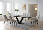 ESF Furniture - 9189 Dining Table 7 Piece Dining Room Set in Beige/Brown - 9189TABLEBROWN-7SET