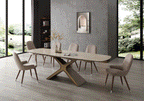 ESF Furniture - 9368 Dining Table 7 Piece Dining Room Set - 9368TABLETAUPE-1287-7SET
