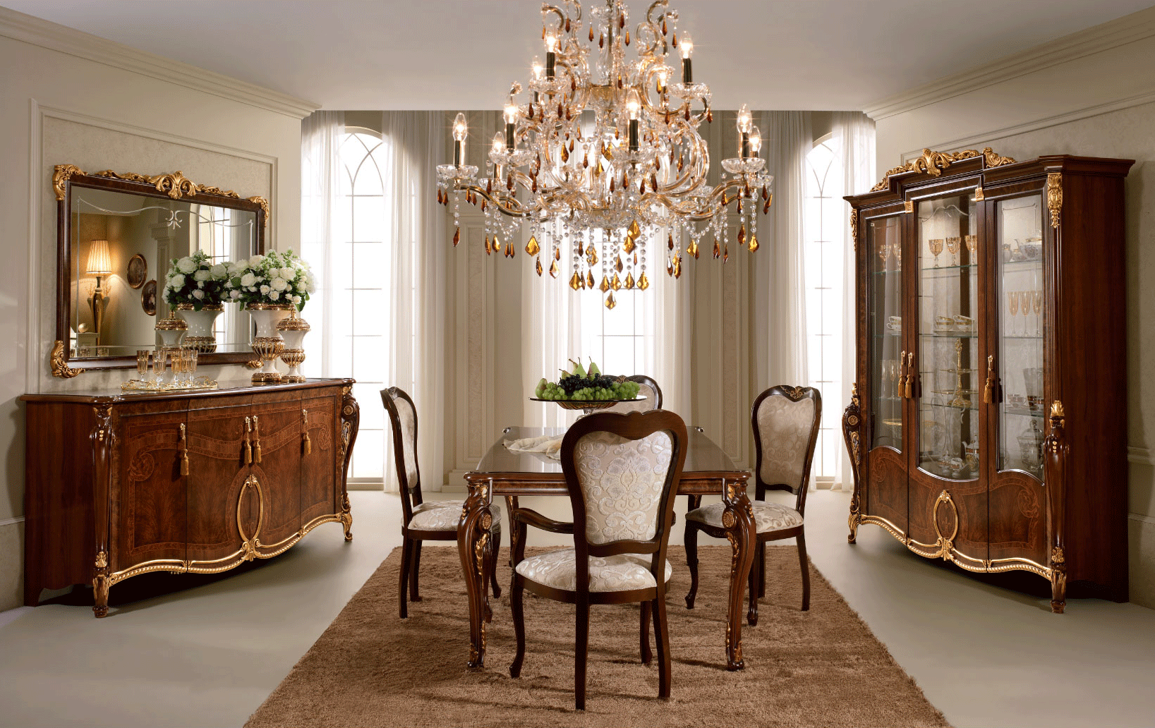 ESF Furniture - Donatello 7 Piece Dining Room Set w-1ext - DONATELLOTABLE-7SET