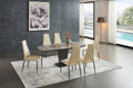 ESF Furniture - 2417 Marble Dining Table Grey Taupe with 3405 Chairs Beige 7 Piece Dining Room Set - 2417TABLEBROWN-3405-7SET
