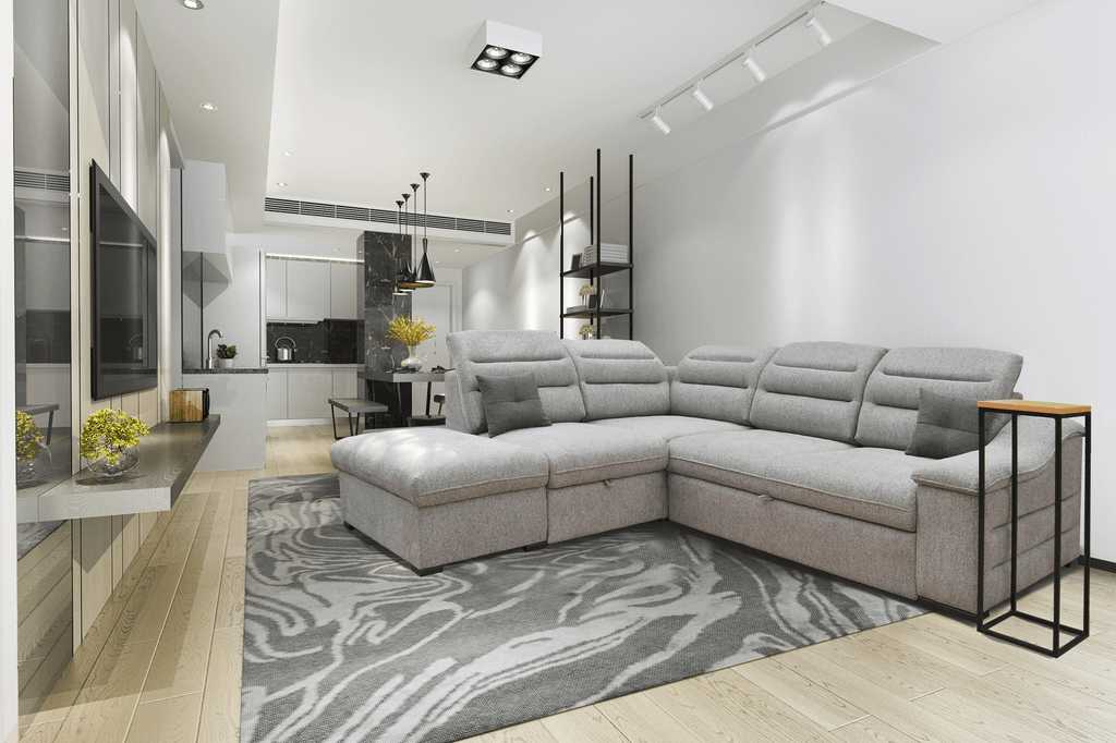 ESF Furniture - Oliver Sectional w/ Bed and Storage in Gray - OLIVERSECTIONALRIGHT