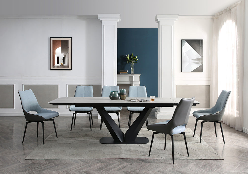 ESF Furniture - 9189 Dining Table 9 Piece Dining Room Set in Blue - 9189TABLE-9SET